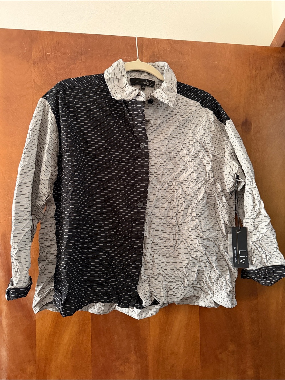 Liv Two-Tone Black & White Button Down Shirt